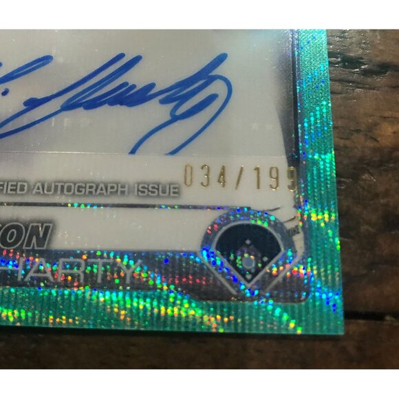 2025 Topps Chrome Update Mason Fluharty Rookie Aqua Auto 034/199 - Picture 3 of 3